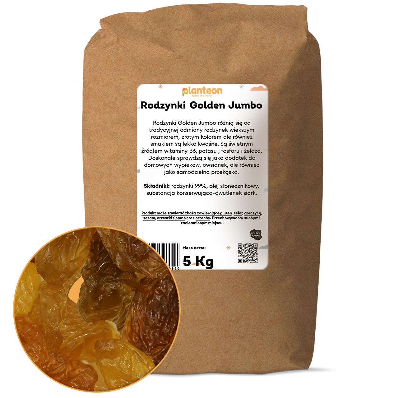 Rozinky Golden Jumbo 5 kg, sladká prémiová kvalita bez chemie Planteon