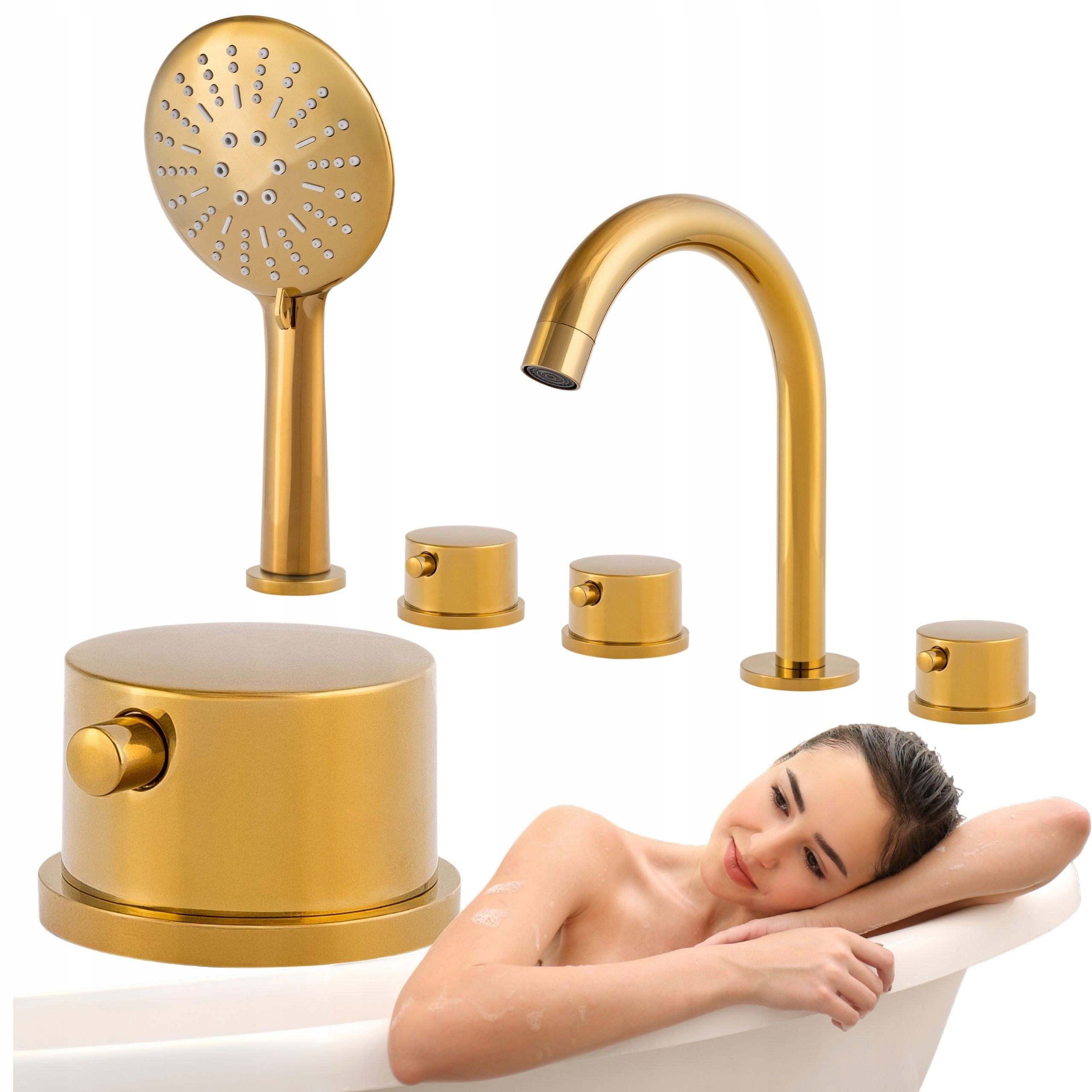 Volně Stojící Vanová Baterie 5-OTVOROVÁ, Zlatá