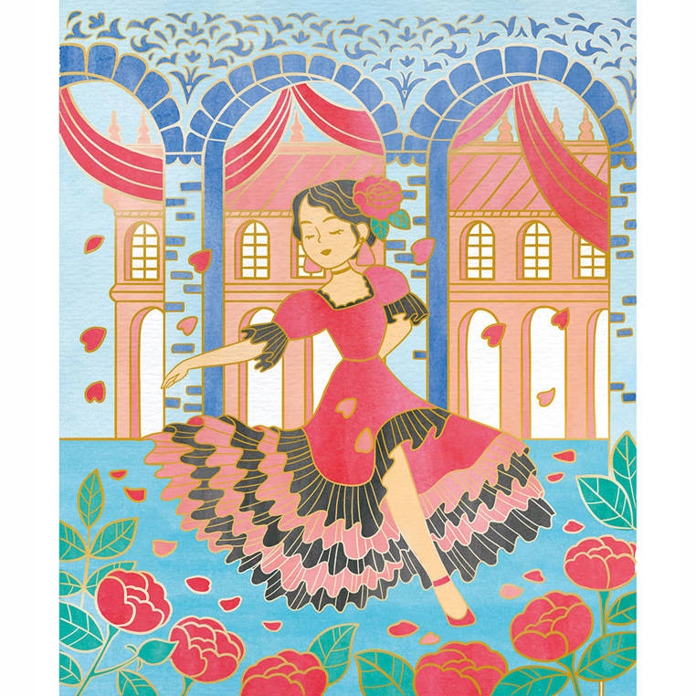 Zestaw kreatywny Złote kontury Tancerki 6+, Janod Rodzaj malowanki