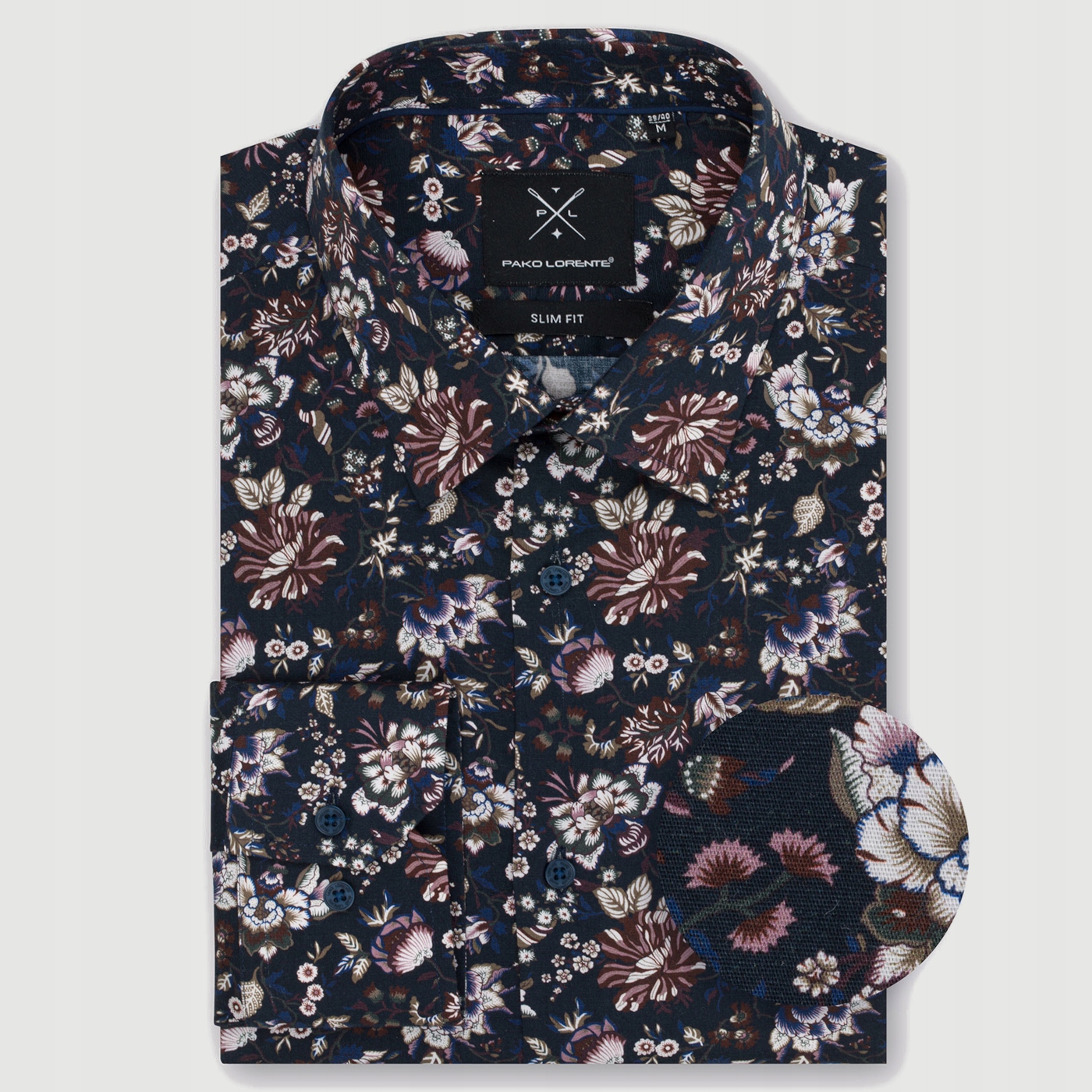 Granatowa koszula męska w kwiaty Pako Lorente roz. 3XL