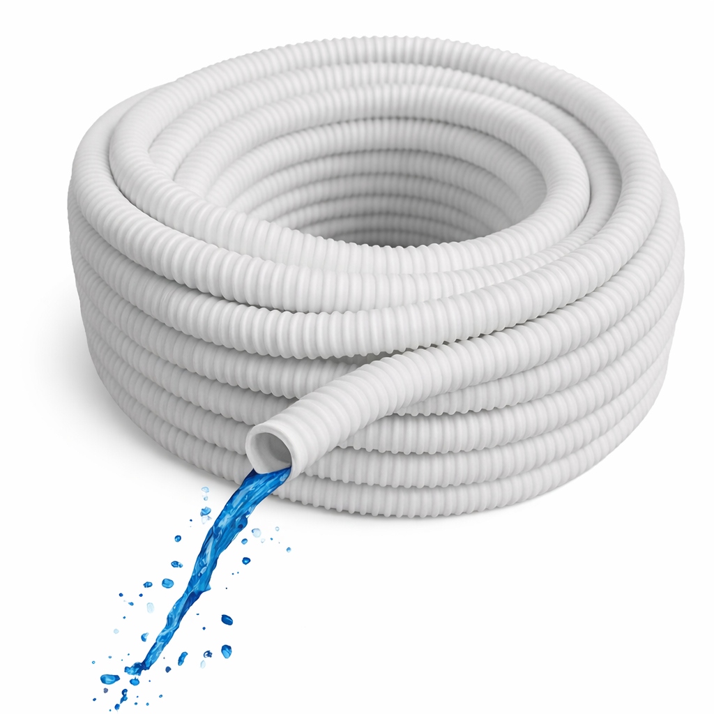 Pružná hadice pro kondenzát klimatizace, vroubkovaná hadice, průměr 16 mm, 30 m