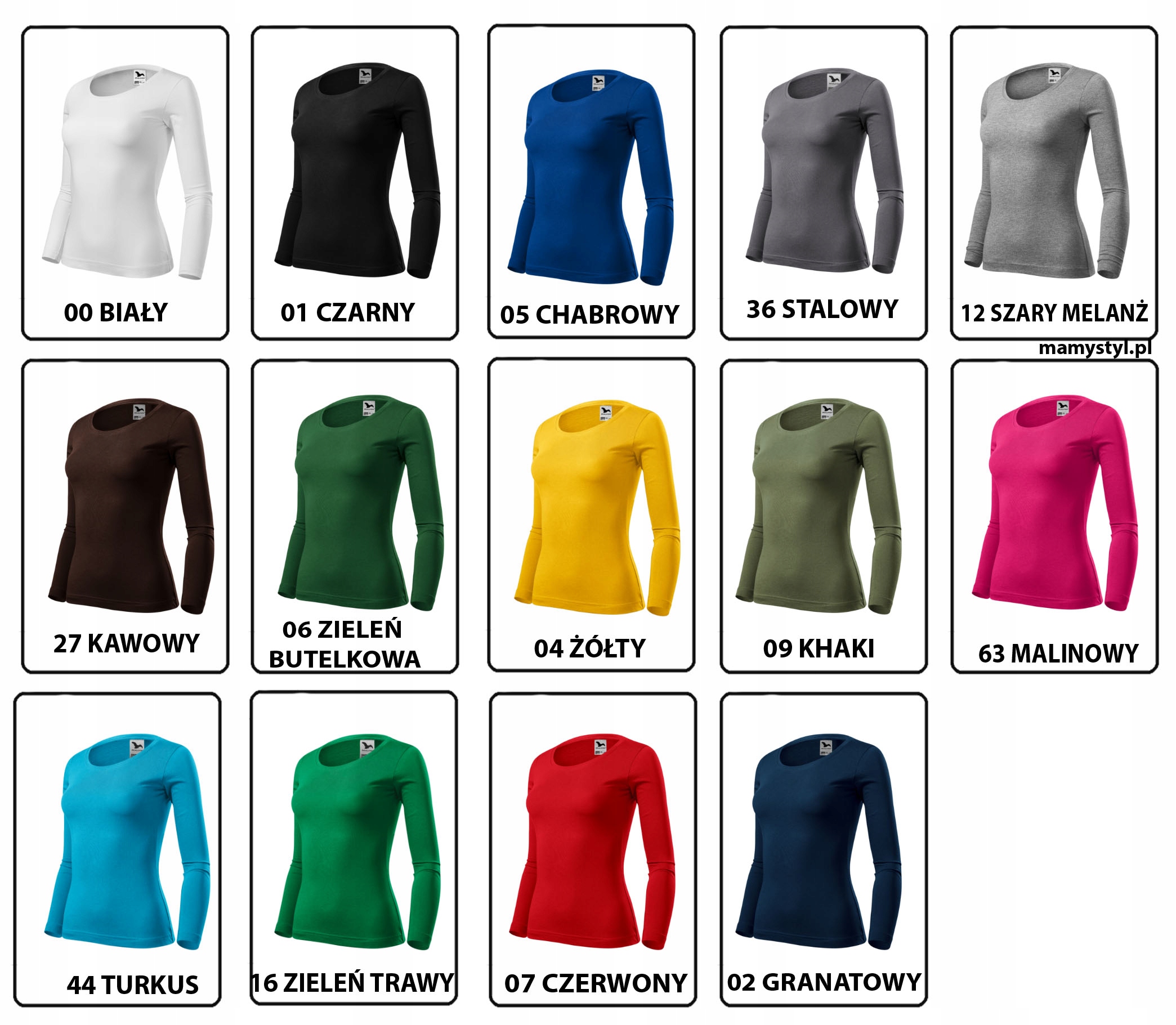 Koszulka damska z NADRUKIEM logo z przodu FIT-T LS 169 Marka bez marki