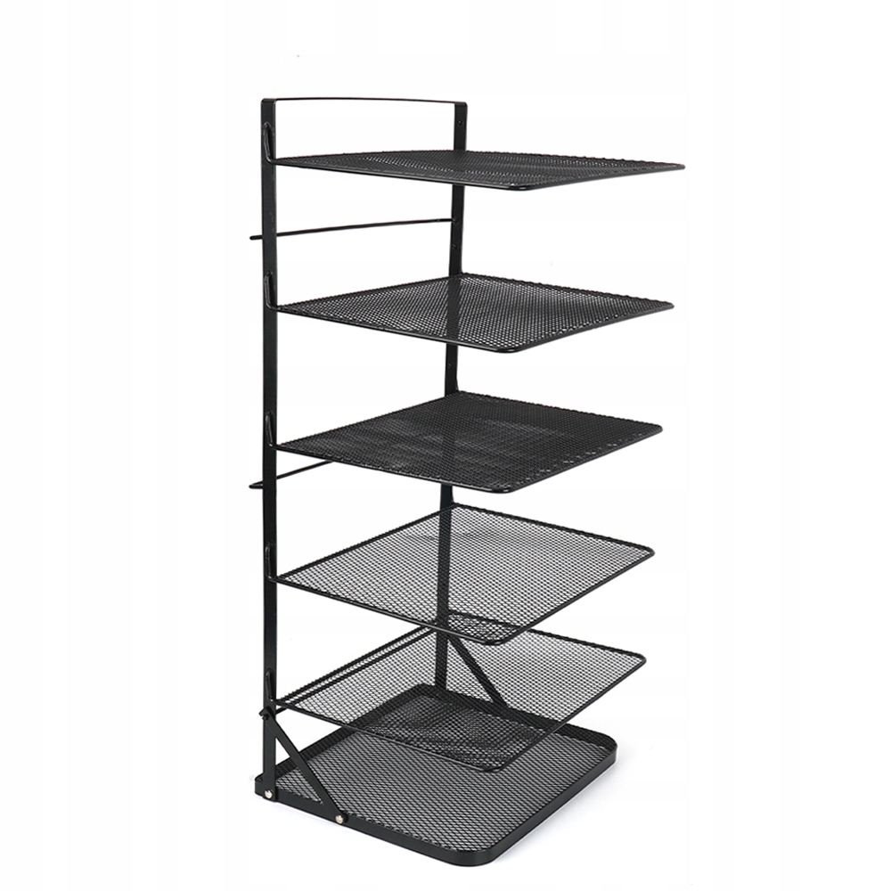 Skládací skladovací police Víceúrovňový regál Police na boty Černá Kovová