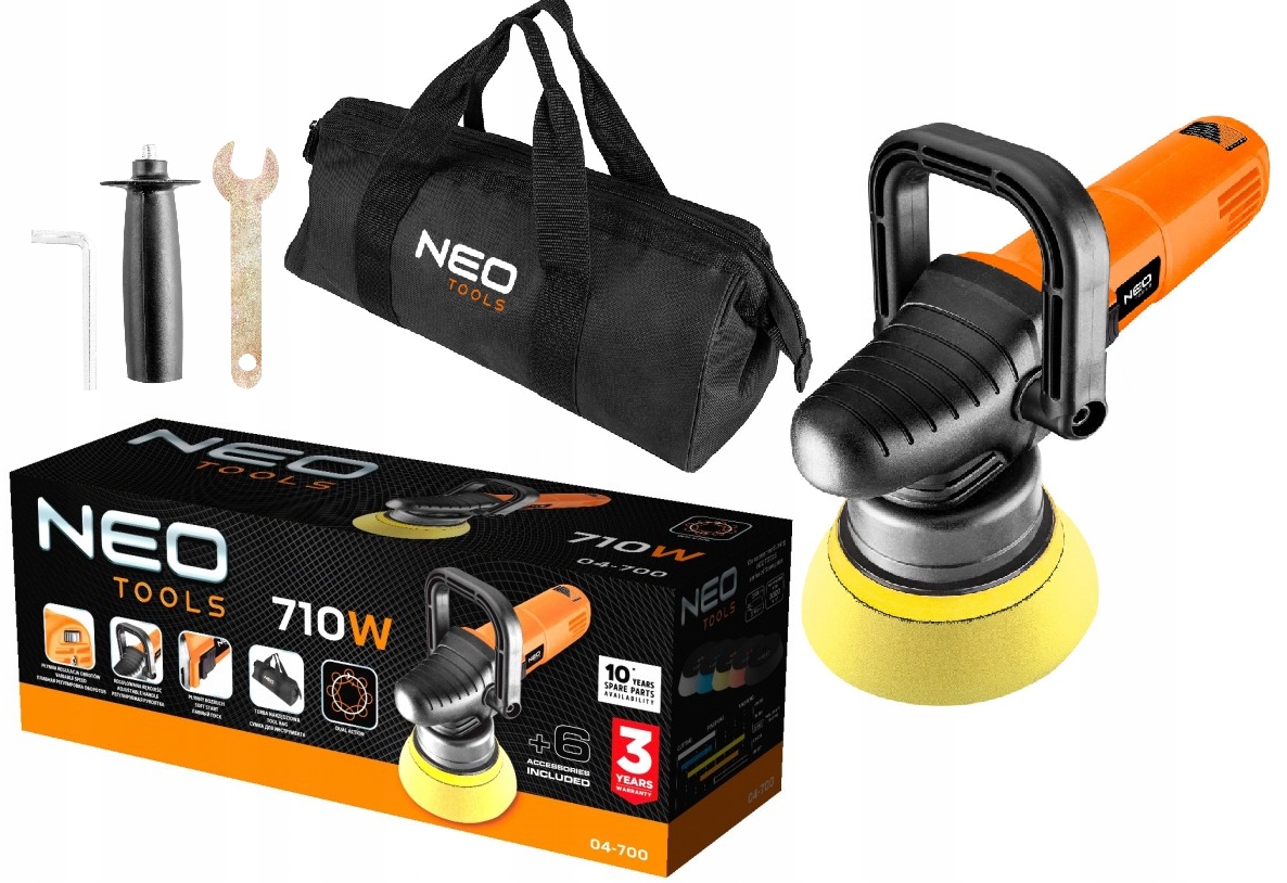 Dvojitá akčná leštička 710 W 125 mm Neo Tools 04-700