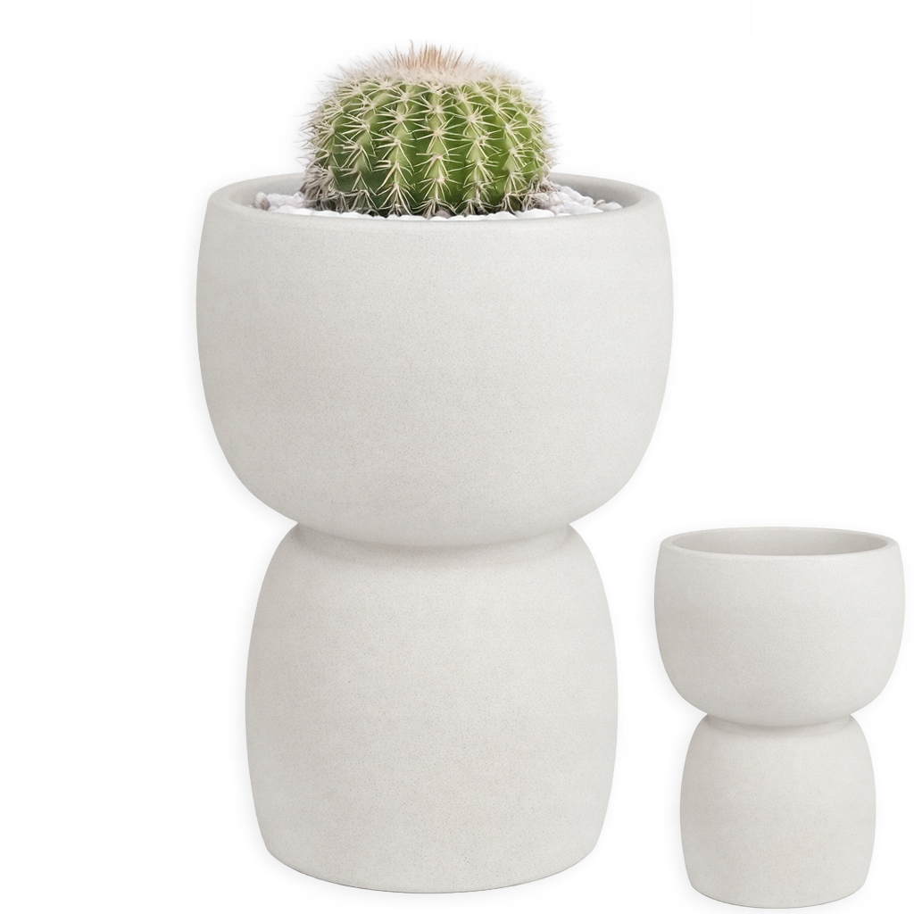 Doniczka Wysoka Duża Kielich 30X41 CM Kremowa Piaskowa Japandi Do Salonu