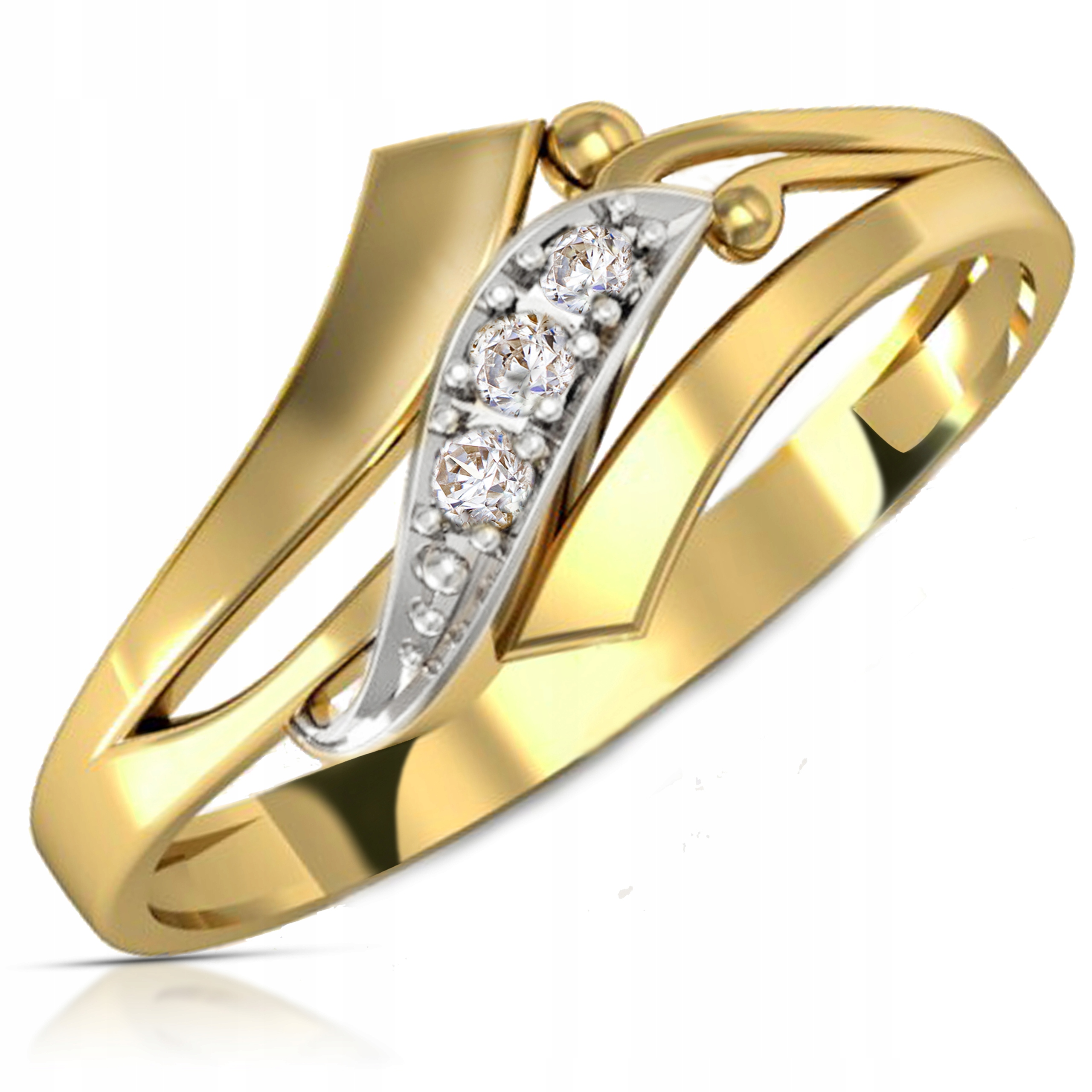 

Złoty Pierścionek Zaręczynowy 585 14K Cyrkonia r18