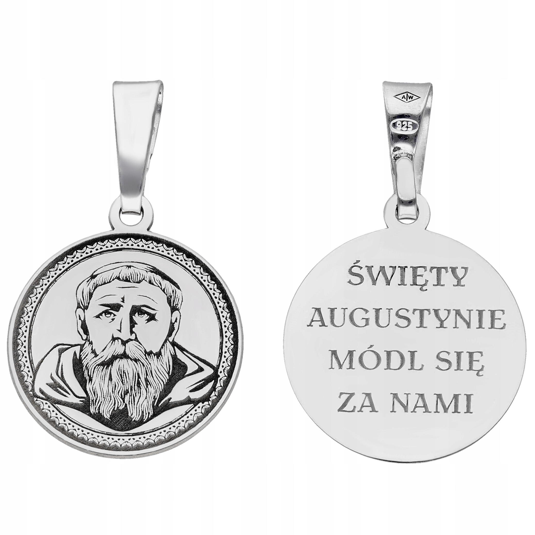 Stříbrný medailon Ag 925 rhodiovaný Svatý Augustin MDC108R