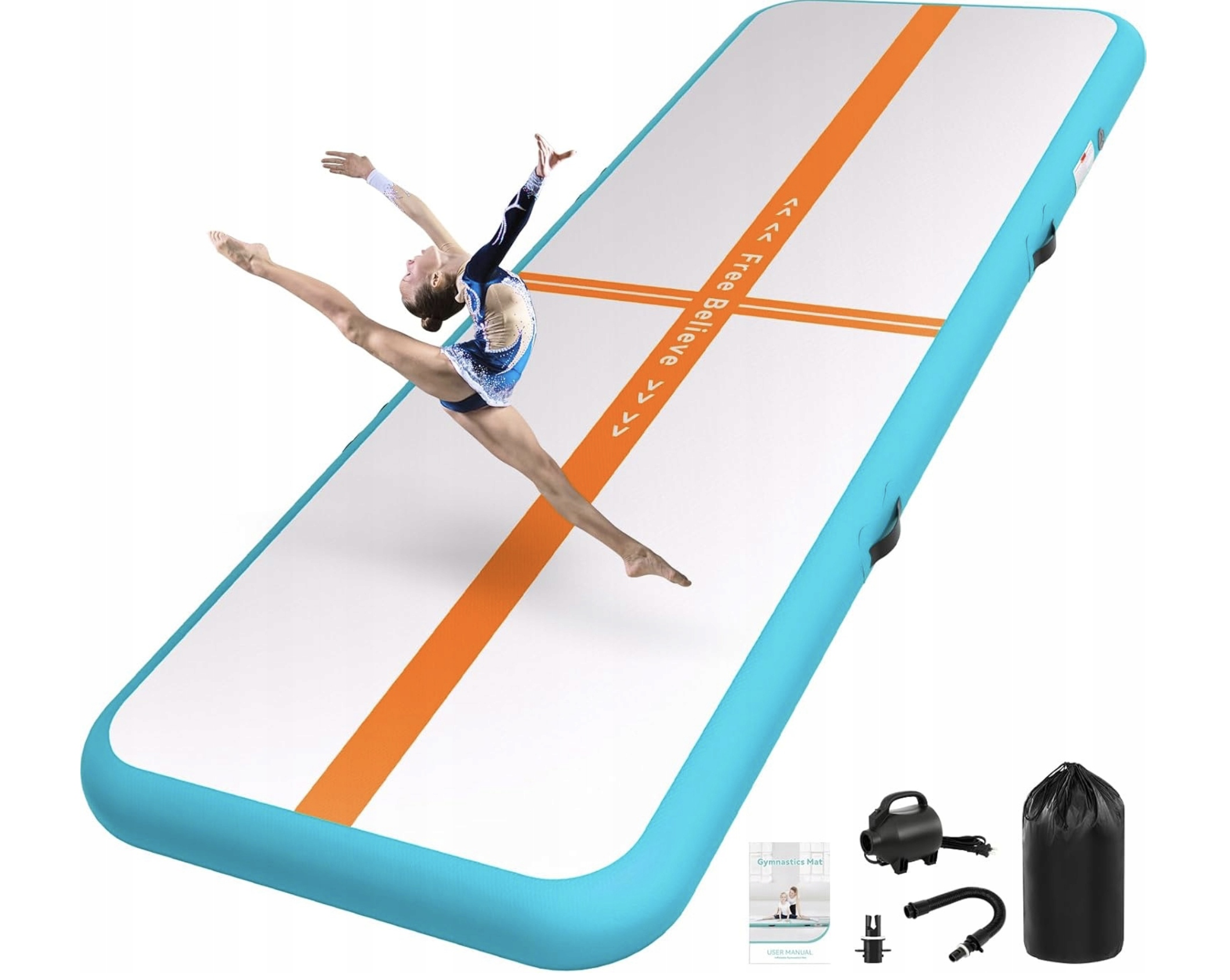Mata gimnastyczna dmuchana Airtrack z pompą 300x100x10 ścieżka akrobatyczna