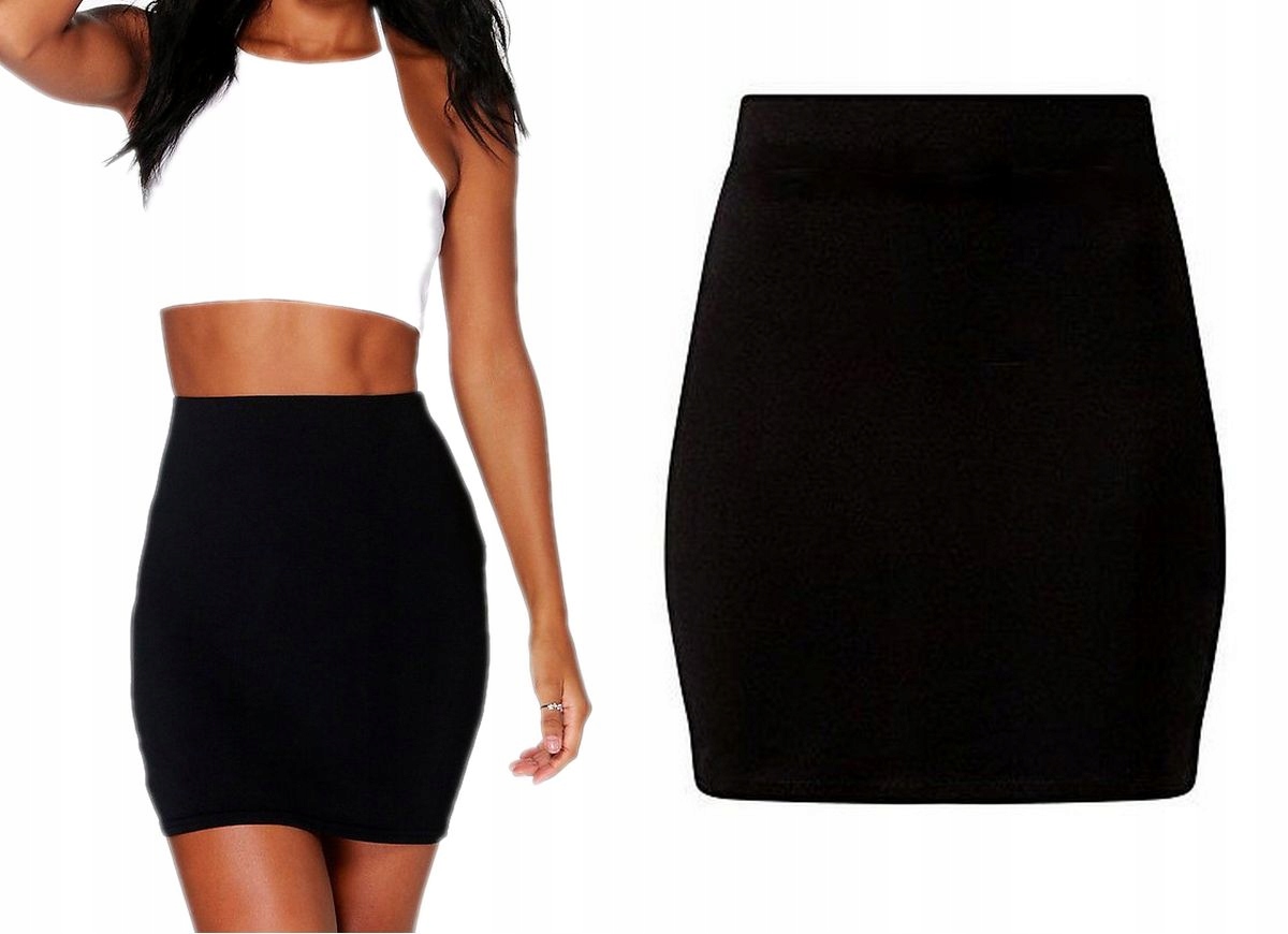 SPÓDNICA TUBA MINI OŁÓWKOWA CZARNA DZIANINA 36 S