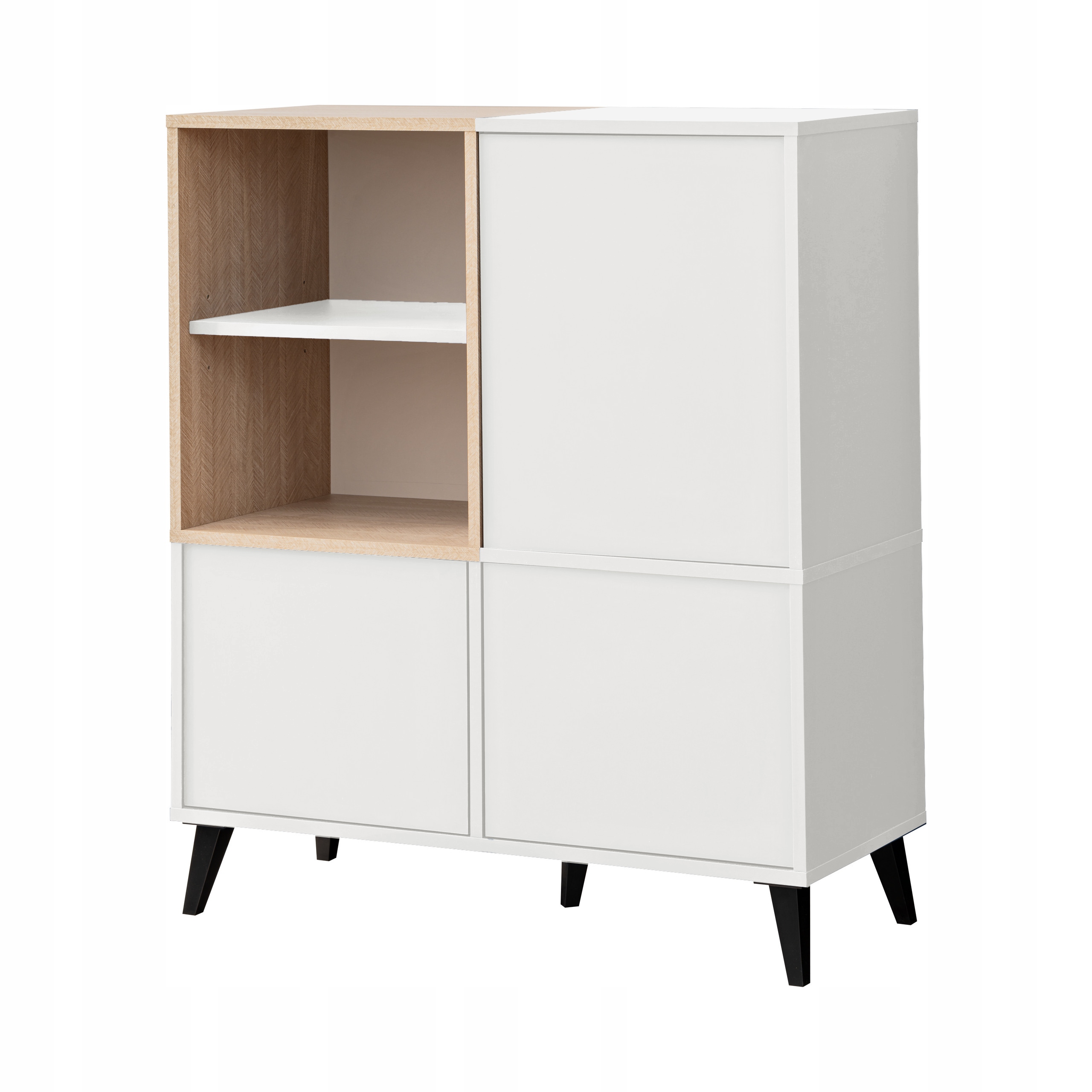 Komoda Komodee Fondi 89,9 x 35 x 102 cm jedľa scandi, biela