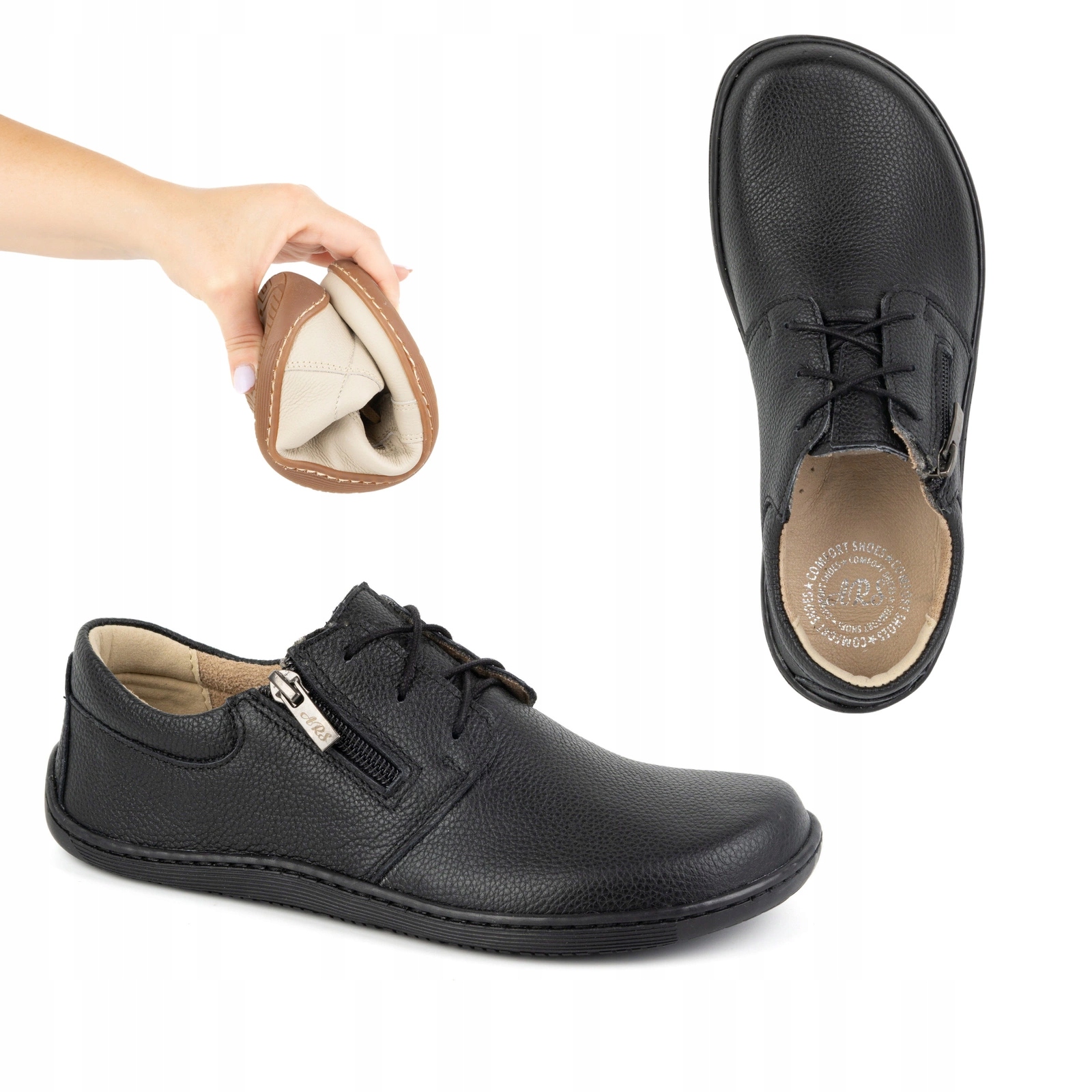 Dámské minimalistické kožené boty barefoot 1244 černé 37