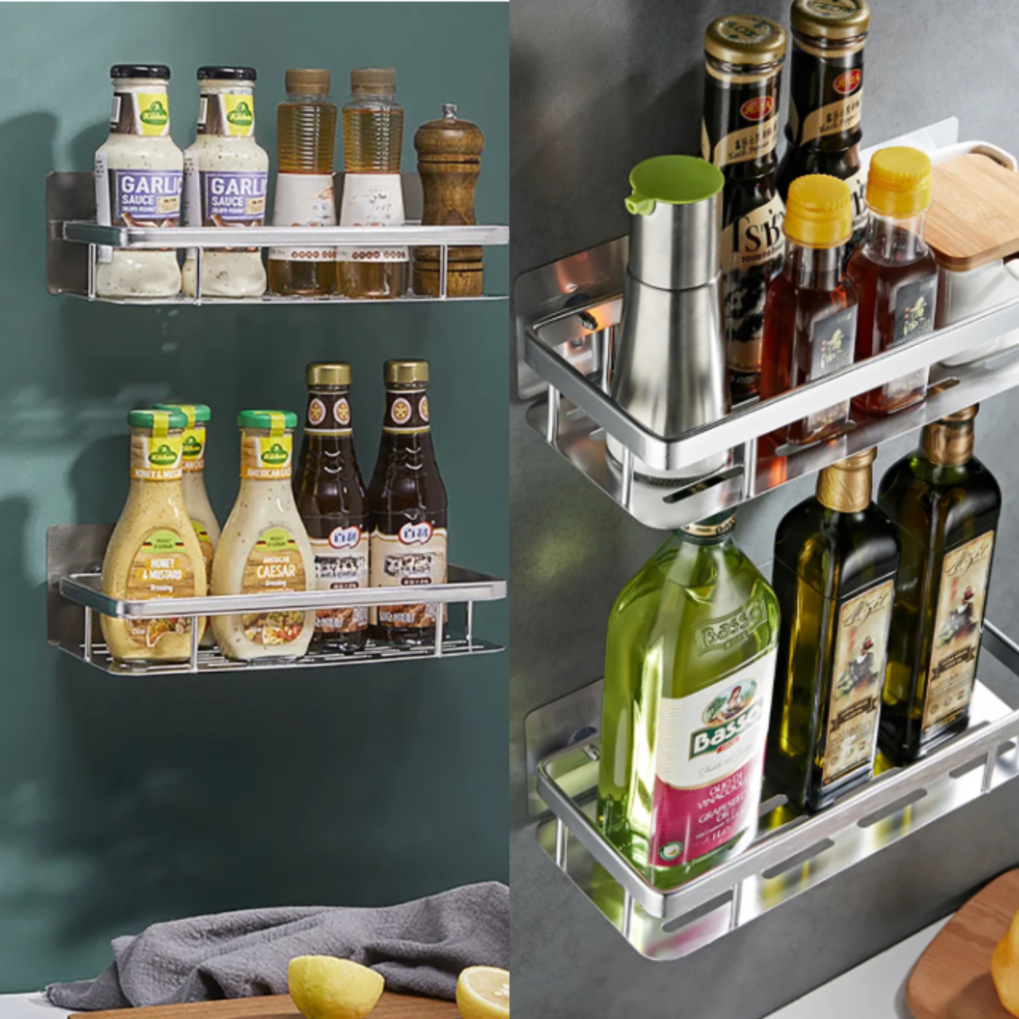 ZESTAW 2 SZT PÓŁKA WISZĄCA SAMOPRZYLEPNA LOFT ŚCIENNA Wysokość mebla 6 cm