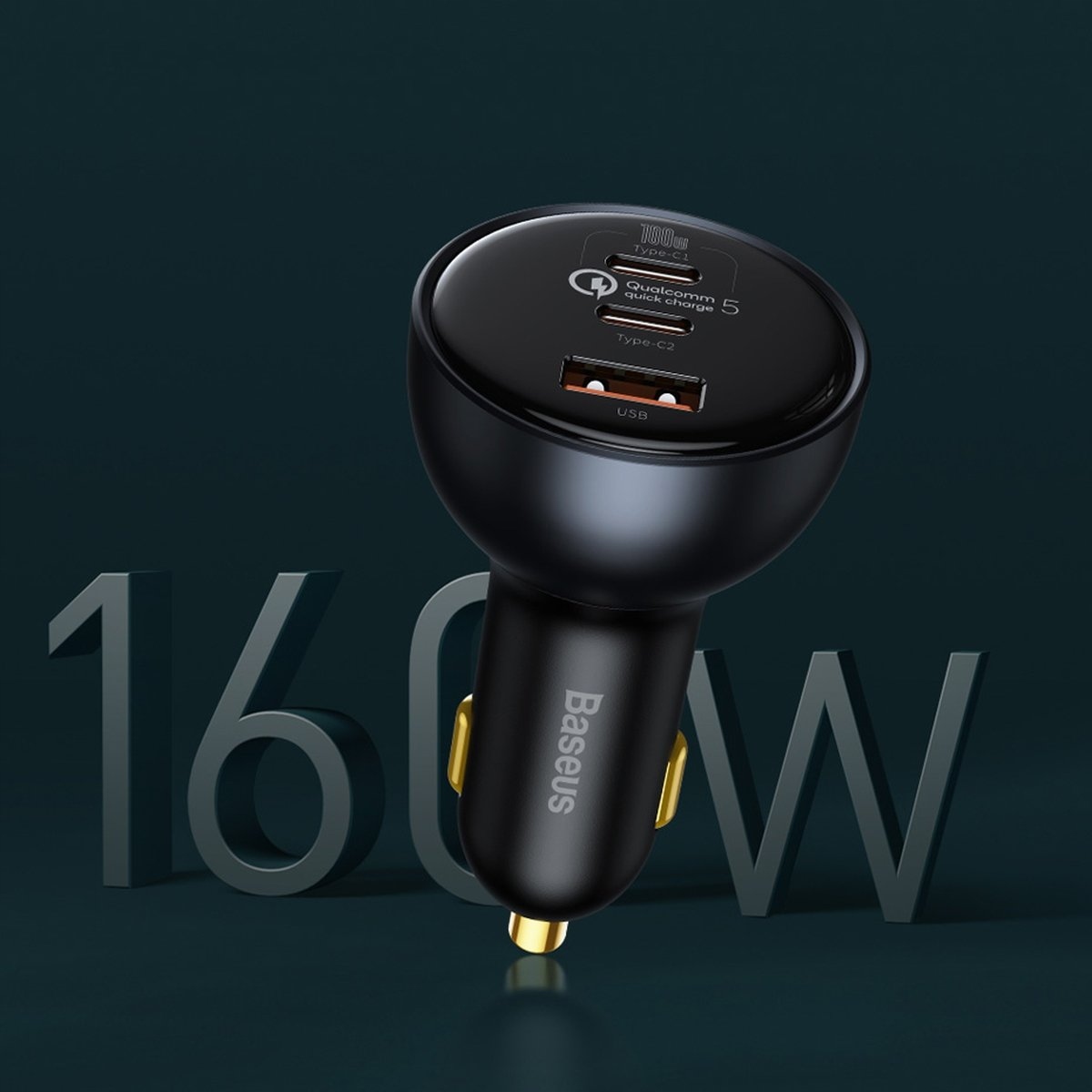 BASEUS ŁADOWARKA SAMOCHODOWA USB/2x USB-C SZYBKA QC PD 160W DO ZAPALNICZKI Zgodność ze standardem Quick Charge 1.0 Quick Charge 2.0 Quick Charge 3.0 Quick Charge 4.0