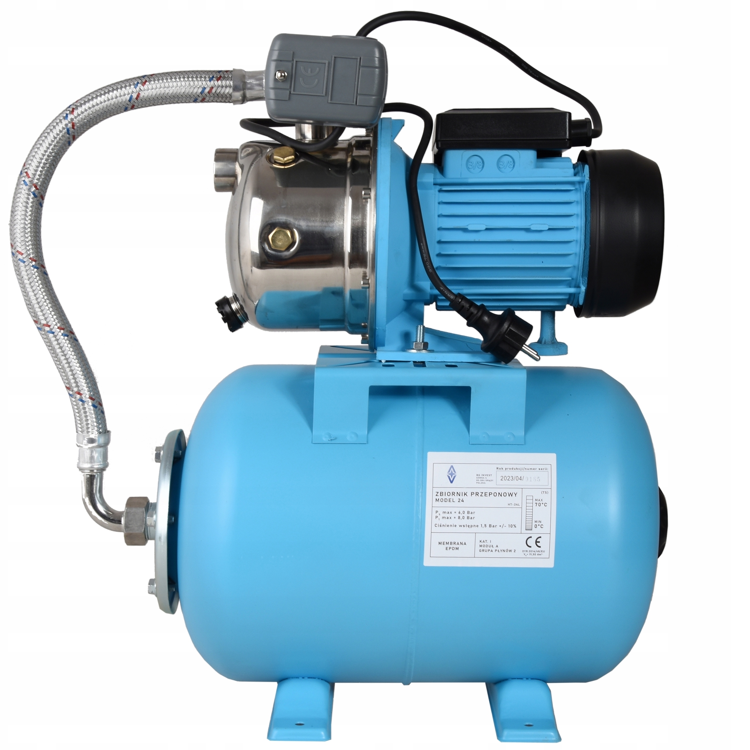 Hydroforový Set Výkonný Hydrofor 24 L Čerpadlo 1100 W 3600 L/h Príslušenstvo Hadica