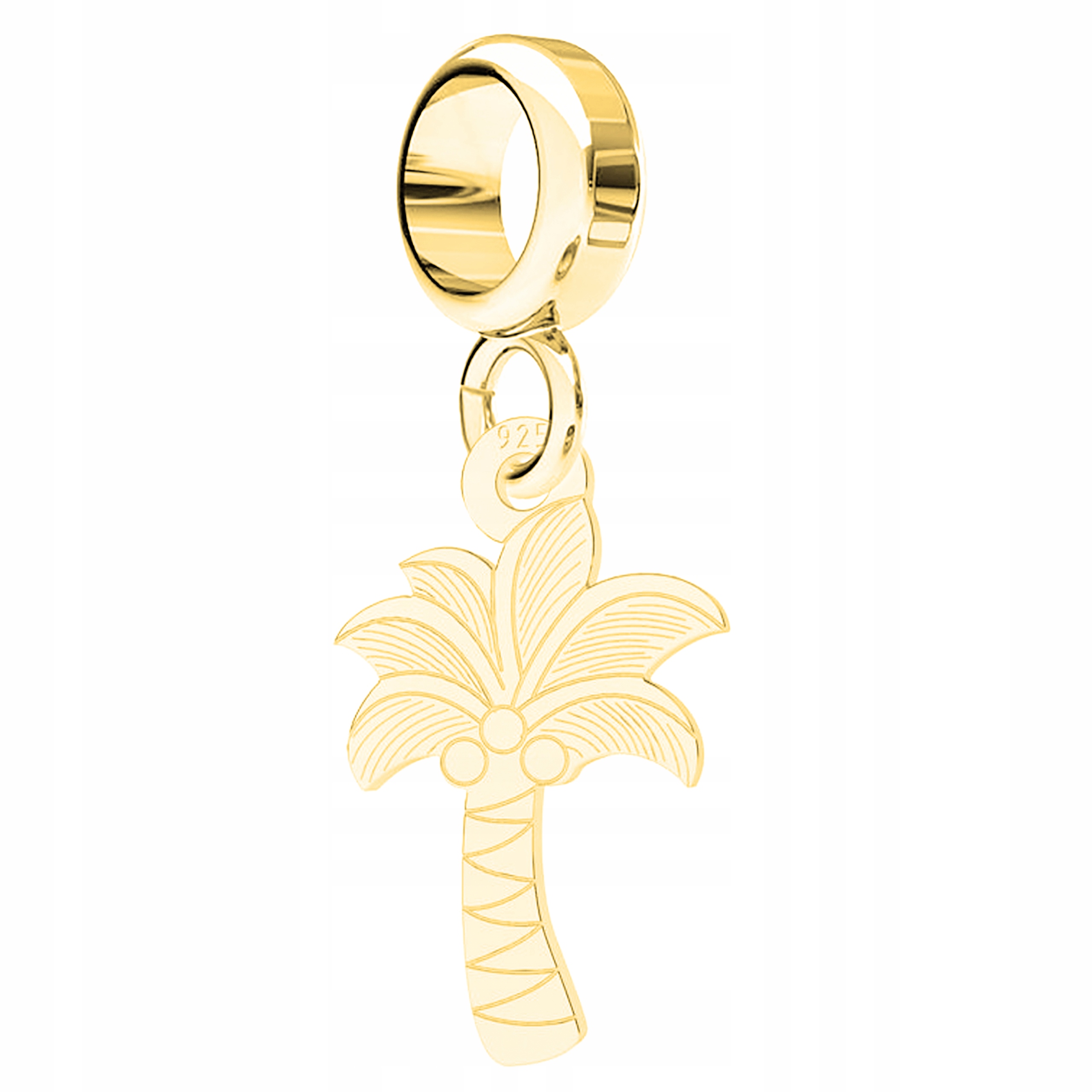 Charms Zlatý plech s palmovým listem Kolečko Strom Palma Stříbro 925