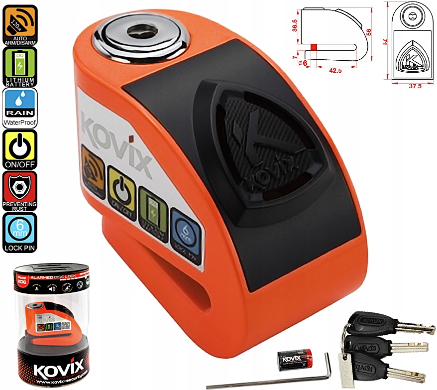 Blokování Brzdového Kotouče S Alarmem 120 dB Kovix Motocykl Kolo Koloběžka