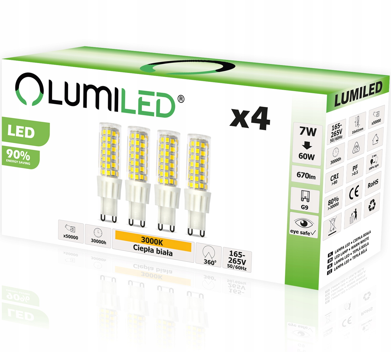 

4x Żarówka Led G9 Kapsułka 7W 60W 670LM 3000K