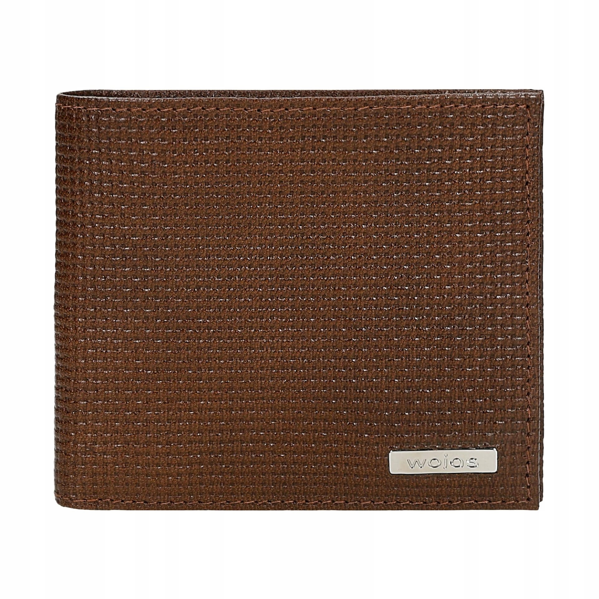 Pánská kožená peněženka velká s ražbou, moderní, Pravá Kůže hnědá Wojas