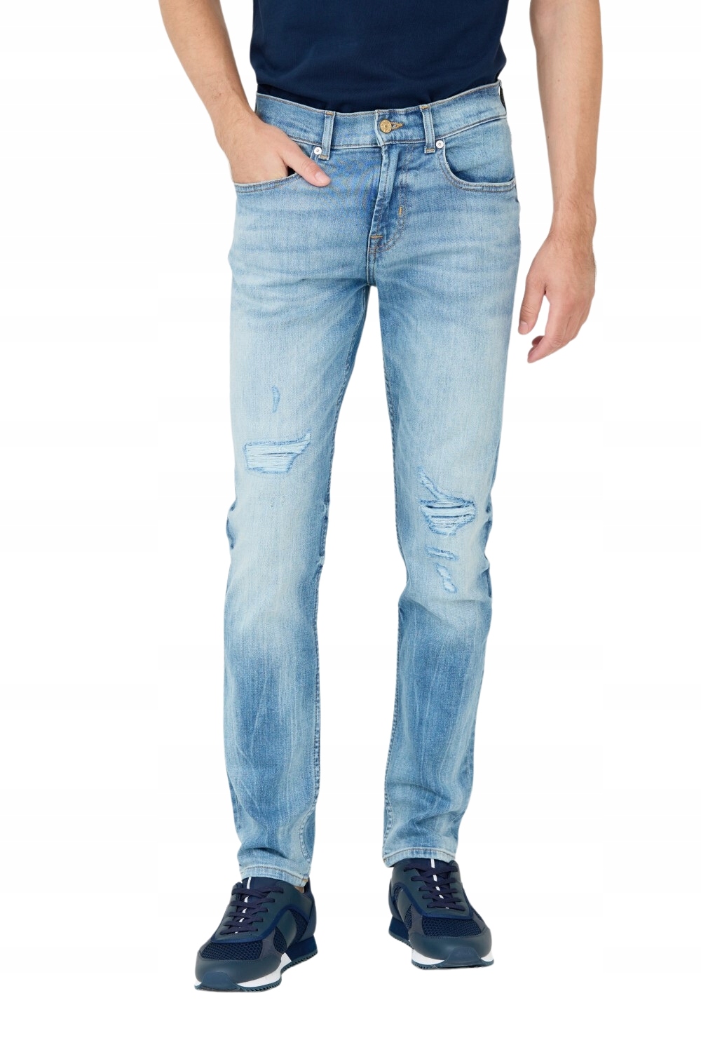 7 For All Mankind Modré džíny Slimmy Tapered 33
