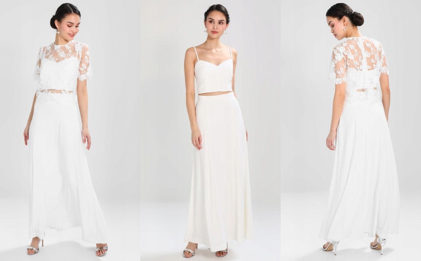 Ivy Oak Bridal Dámský Komplet Sukně Top Krajková Halenka 40 L Šm L