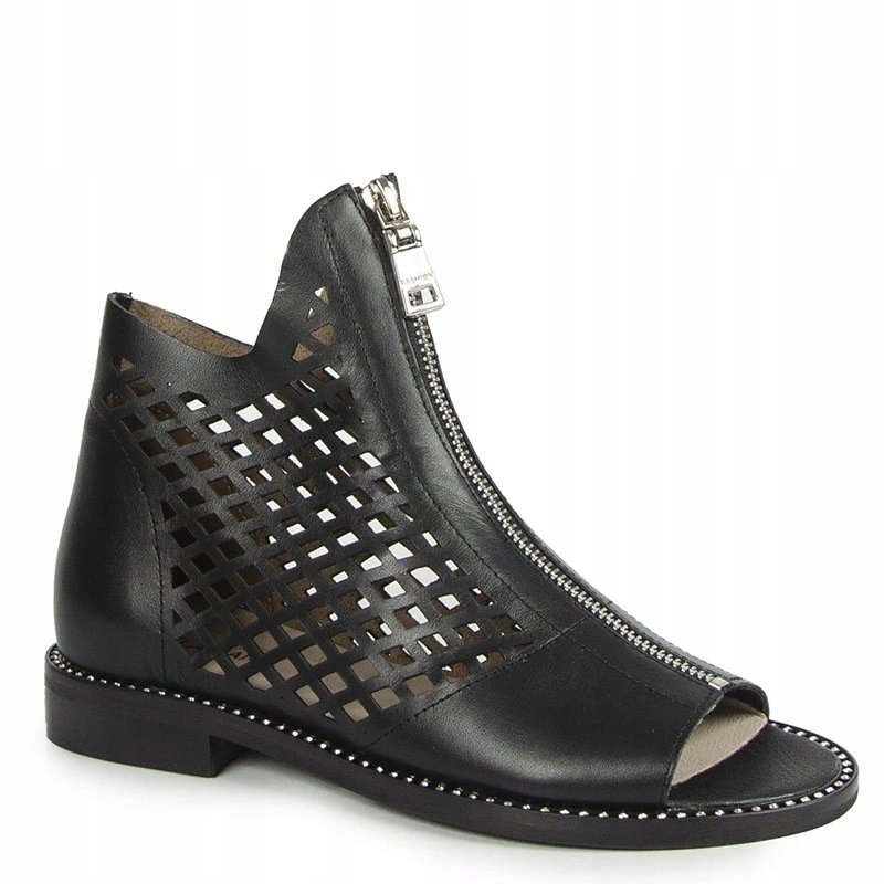 Lamanti 977/L/CR Kožené Ažurové Sandály Černé 37