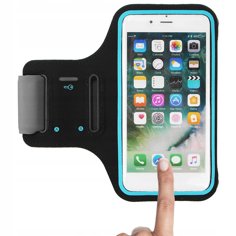 ARMBAND SPORTOWA OPASKA NA RAMIĘ CZARNY ARMBAND NA TELEFON ETUI DO BIEGANIA Wysokość 17 cm