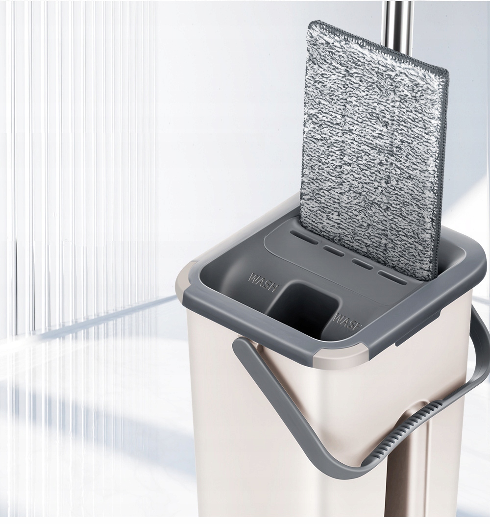 PŁASKI MOP DWUKOMOROWE WIADRO WYCISKACZ + 2 WKŁADY Model MOP PŁASKI OBROTOWY DWUKOMOROWY WIADERKO