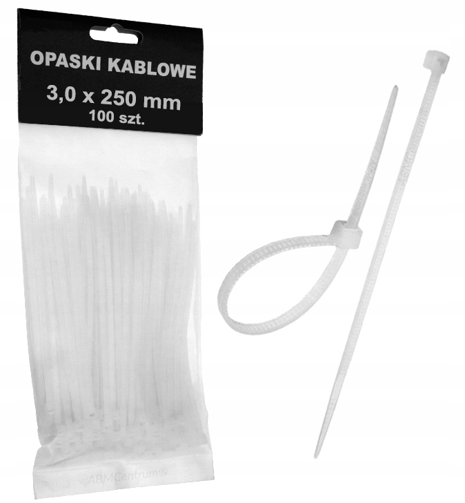 

Opaski Zaciskowe 250x3,0mm 100szt Kablowe Obejmy