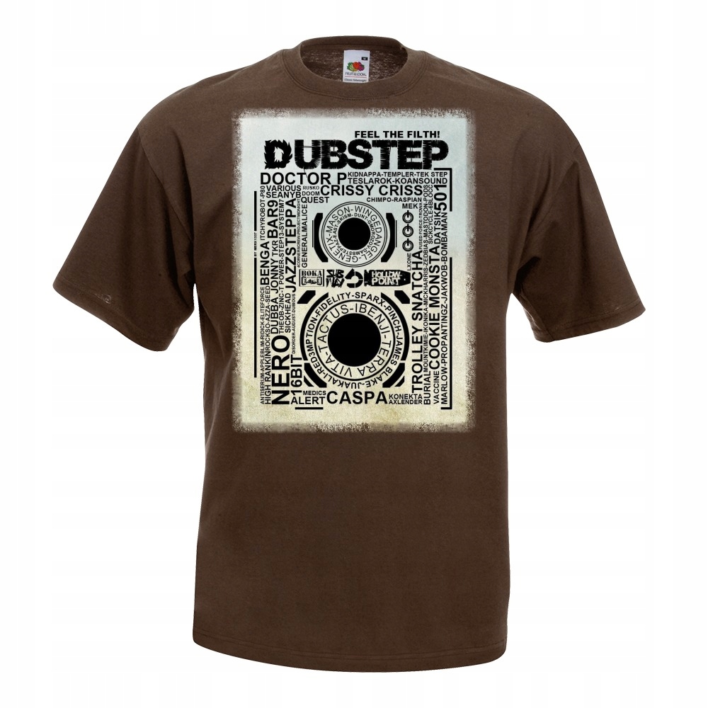

Koszulka z nadrukiem dubstep muzyka dub XL brązowa