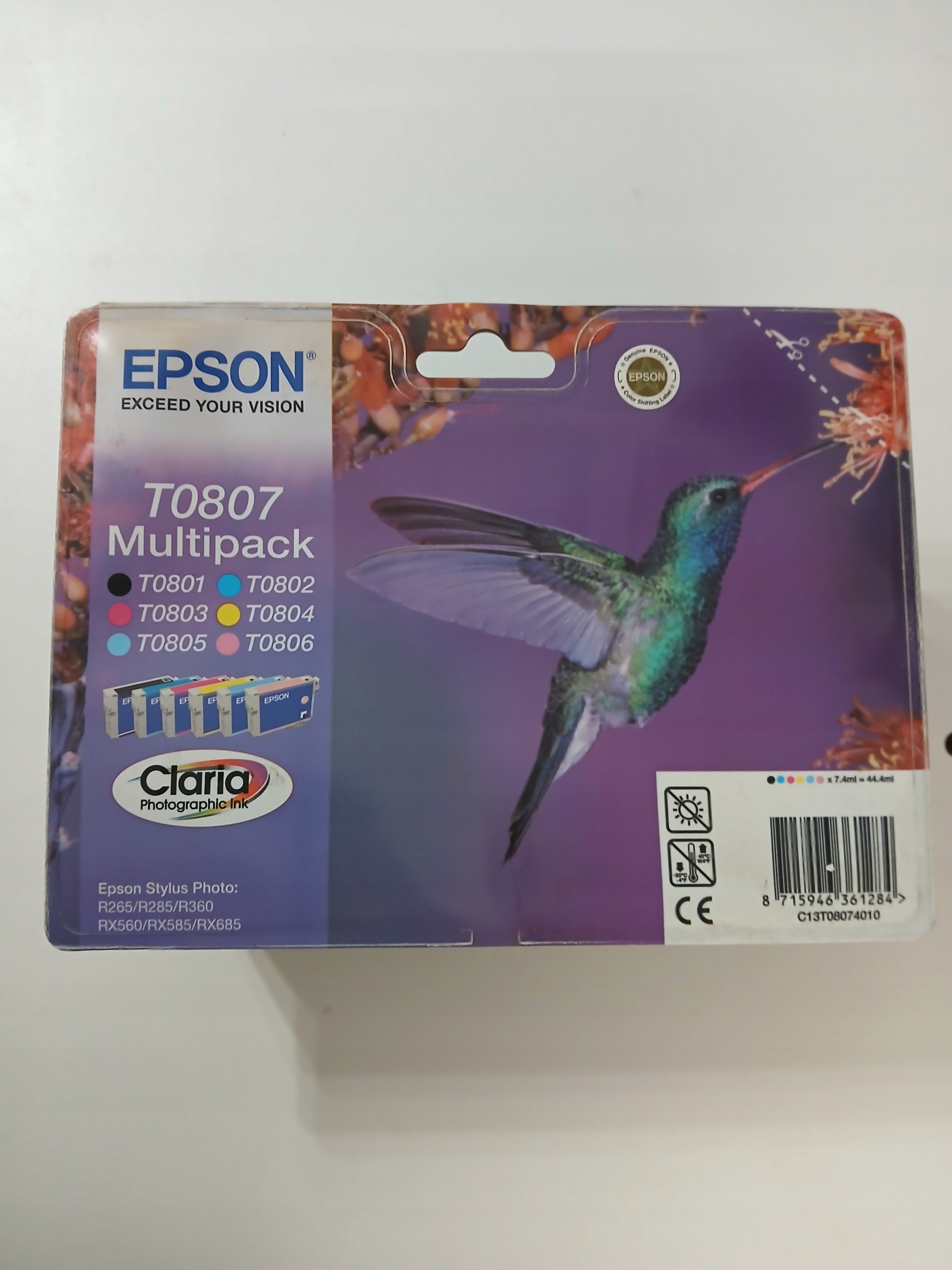 Tuše Epson T0801-T0806 komplet T0807 Originál