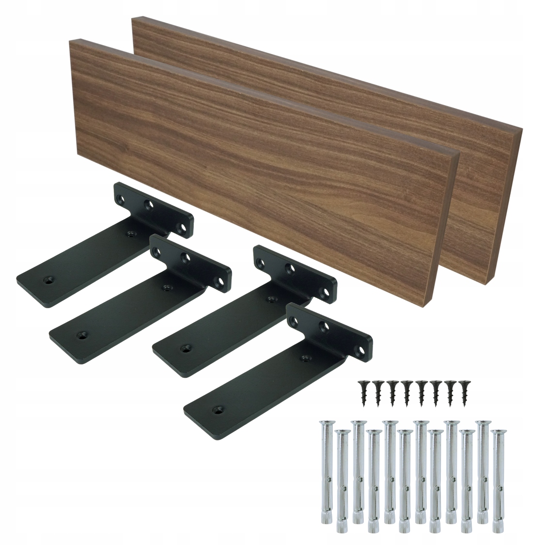 2x nástěnné police ořech 650 mm laminovaná deska formát nábytku držák