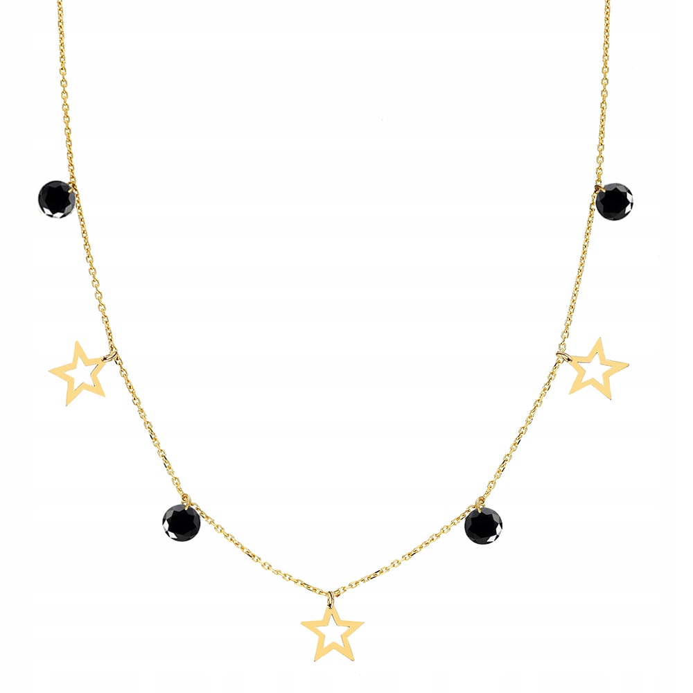 Zlatý Náhrdelník Hvězdičky Černé Zirkony Choker PR.585