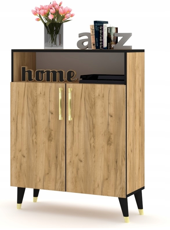 Velká komoda Luna 2D Dub Craft Zlaté Úchytky