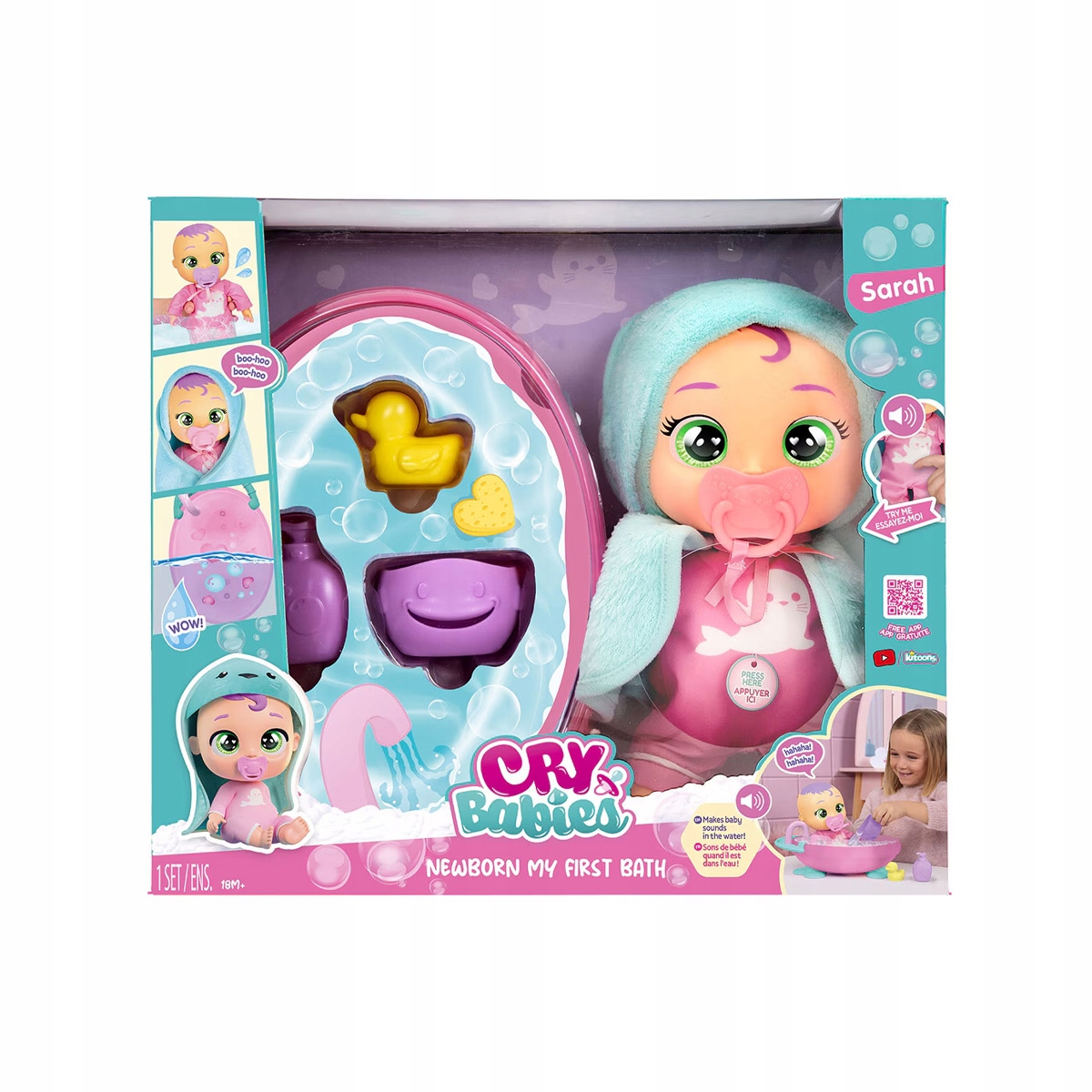 CRY BABIES Lalka BOBAS Niemowlak MOJA PIERWSZA KĄPIEL Sarah DŻWIĘKI