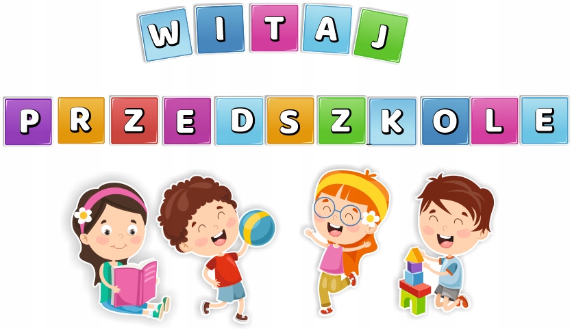 Dekoracja WITAJ PRZEDSZKOLE (dzieci + litery) 11000268914 - Allegro.pl