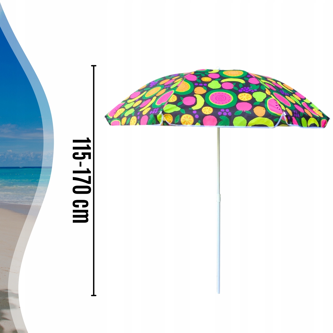 PARASOL PLAŻOWY OGRODOWY DUŻY ŁAMANY 160 cm BALKON Model Fruit