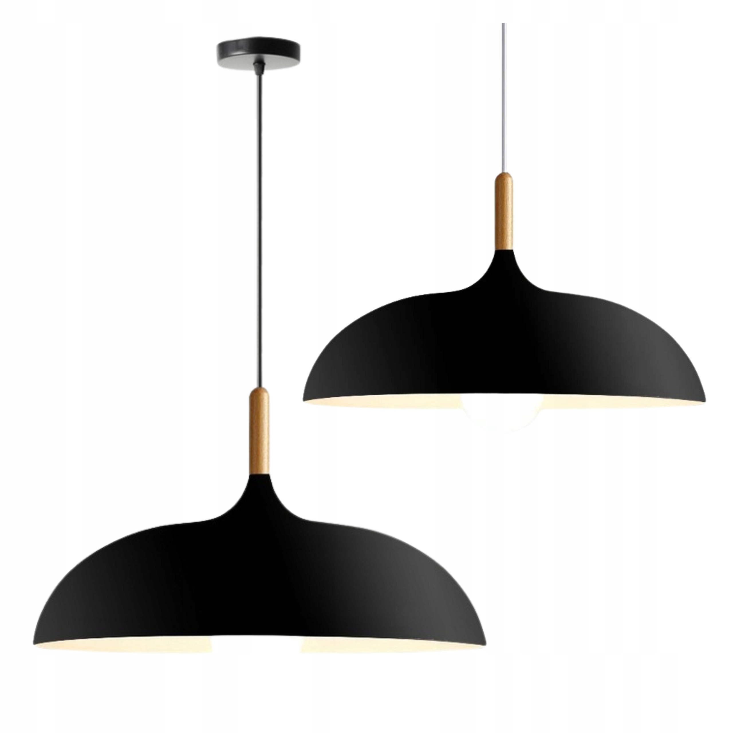 Lampa Sufitowa Wisząca Duża Czarna Anzo Okrągła Nowoczesna E27