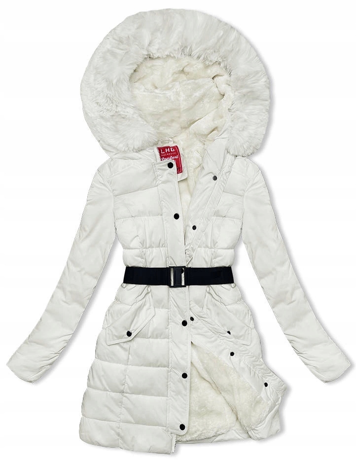 Zimní Bunda S Kožešinou 2M-007 Ecru XL (42)