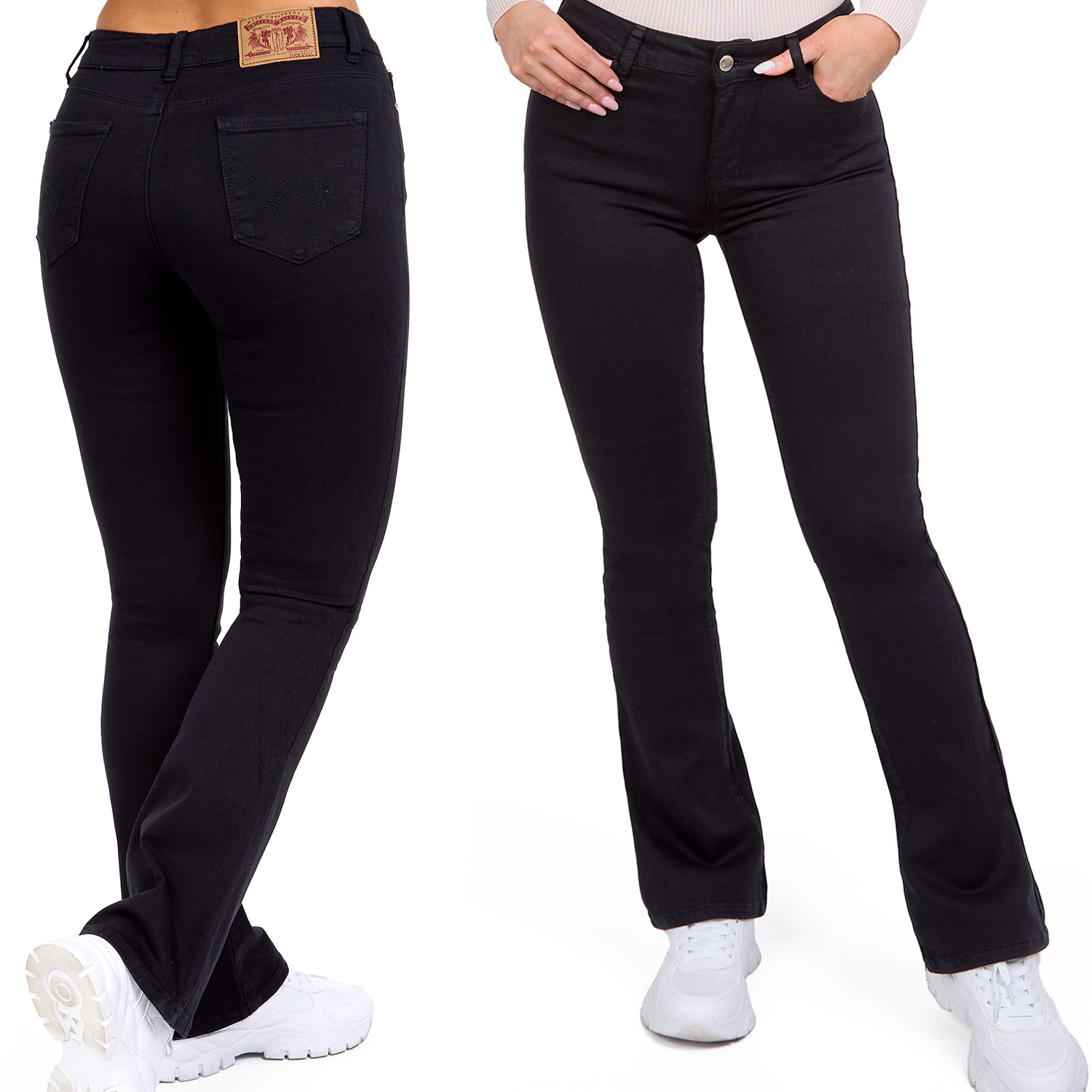 345_M. Sara spodnie damskie Premium dzwony czarne szeroka nogawka _XS/34