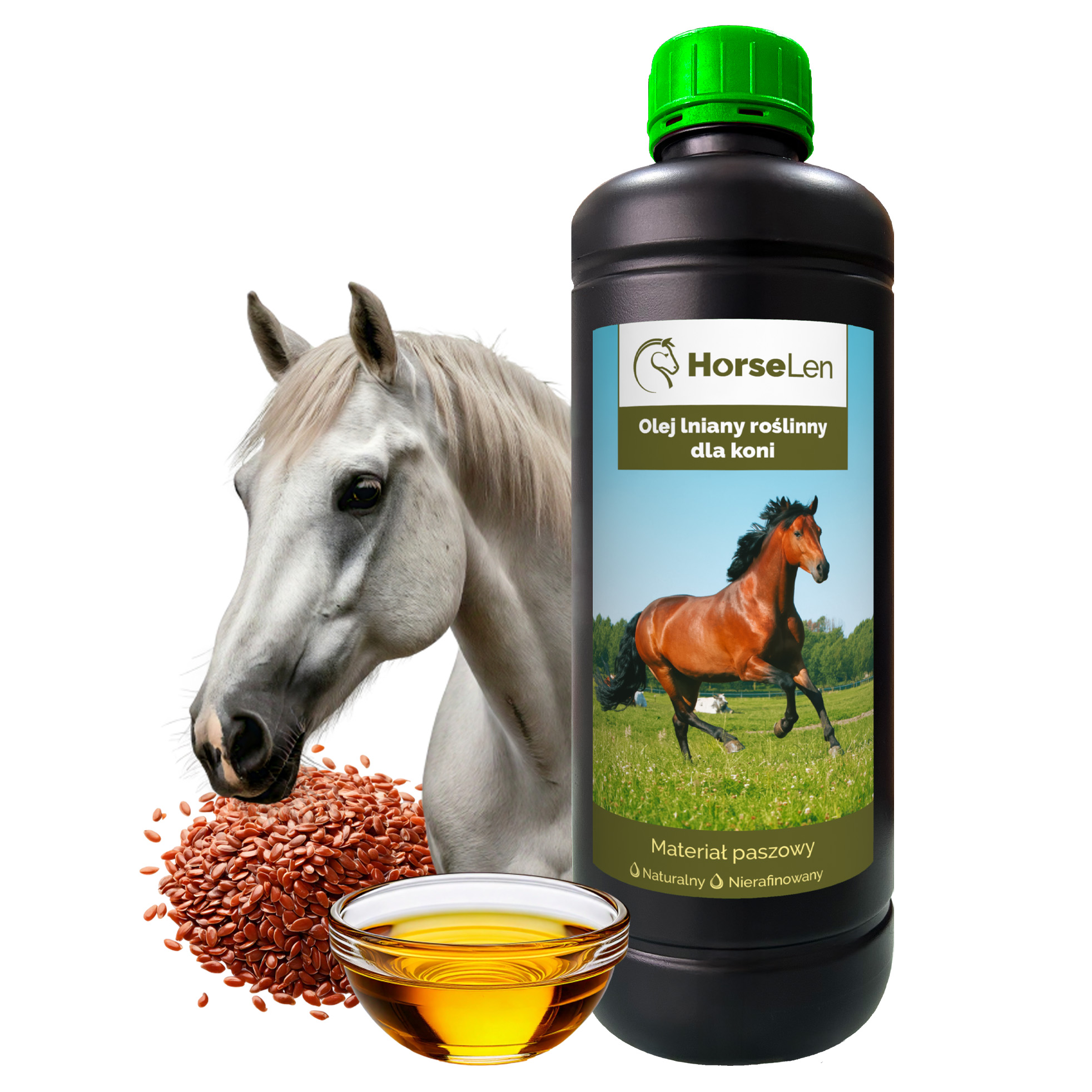 Naturalny Olej Lninany Dla Koni 1L Świeży zdrowy Horselen