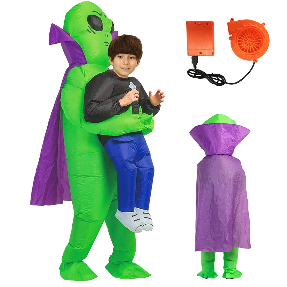 Nafukovací kostým mimozemšťana pro děti 120-150 cm s pelerínou na Halloween