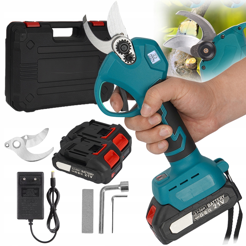 Zahradní nůžky 120W LCD Výkonné +2* 1.3AH Aku