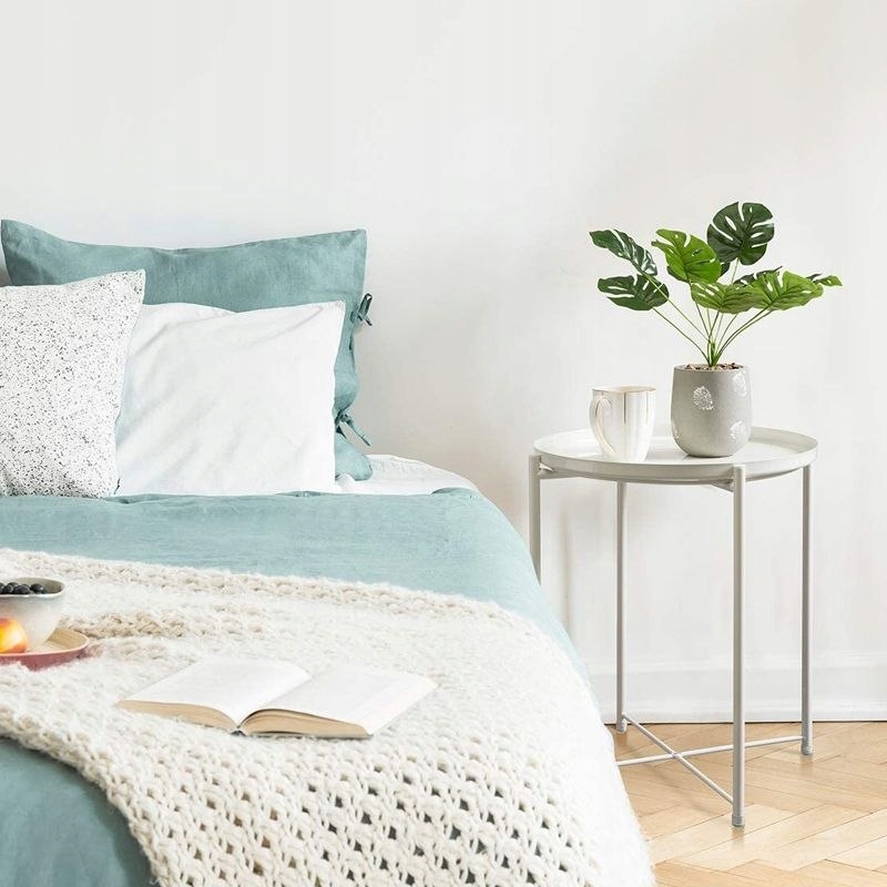 Stolek kulatý kovový ve stylu Loft bílý