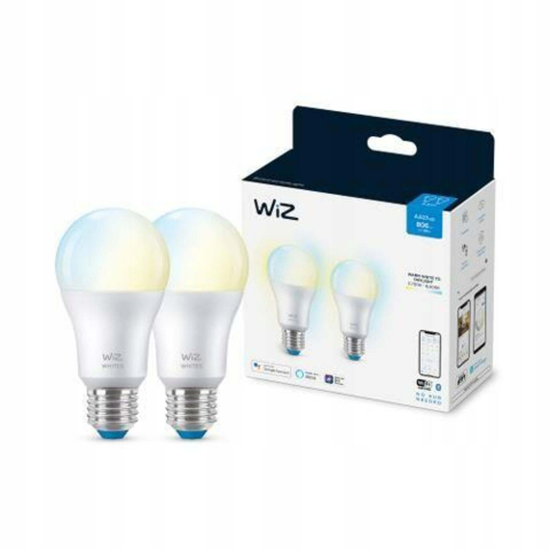 WiZ Set 2x Led žárovka E27 A60 8W (60W) 806lm 2700-6500K IP20, stmívatelná