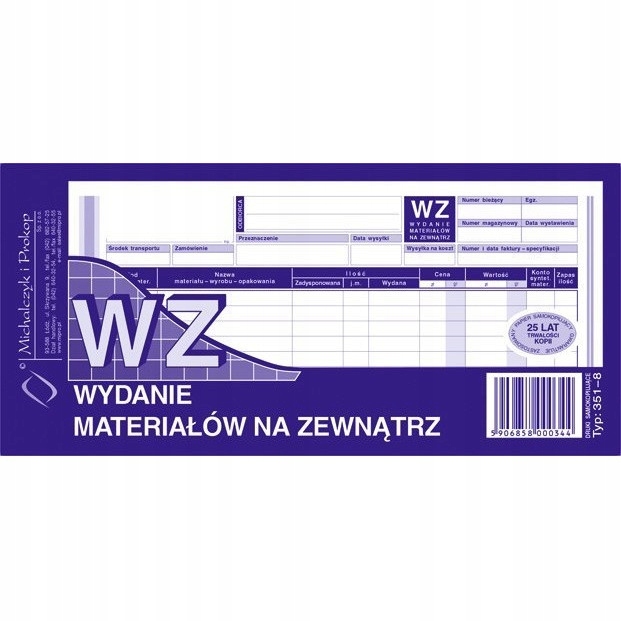 

351-8 Wz wydanie materiałów na zewnątrz 1/3A4 80 k