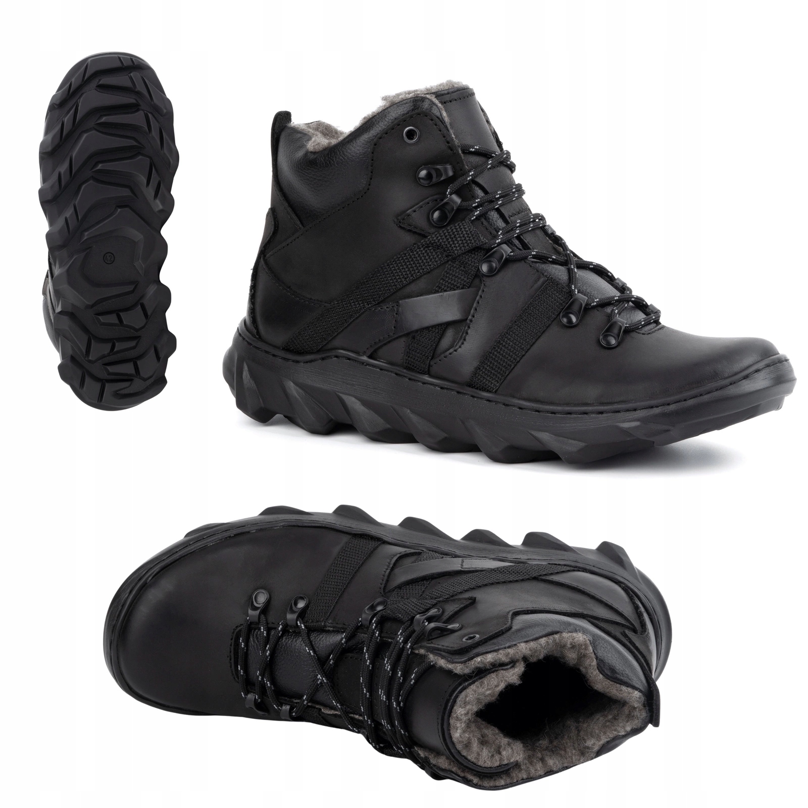 Pánské kožené zateplené zimní boty 151KZ černé 40