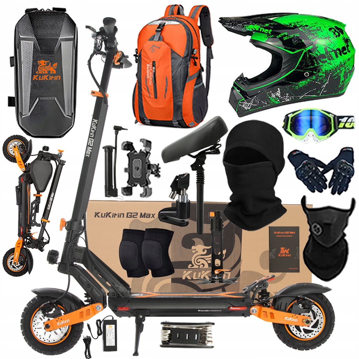 Kukirin G2 Max Składany Pojazd Elektryczny 1200W 48V 20Ah 55KM/H PL+Prezent