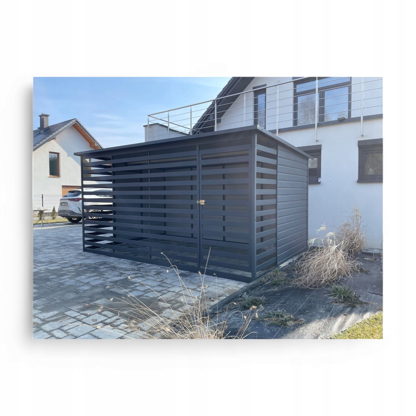 Levně Kotec box pro psa 4×3 m grafit bezpečná s dveřmi, prostorná, pevná