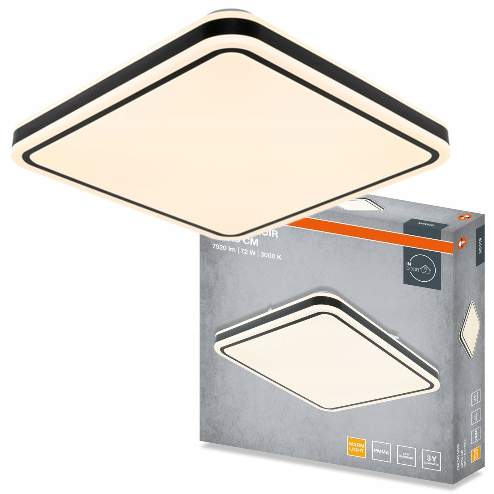 Stropní Svítidlo Led nástěnné svítidlo 72W 4320lm 3000K Čtvercový Černý Noir Osram