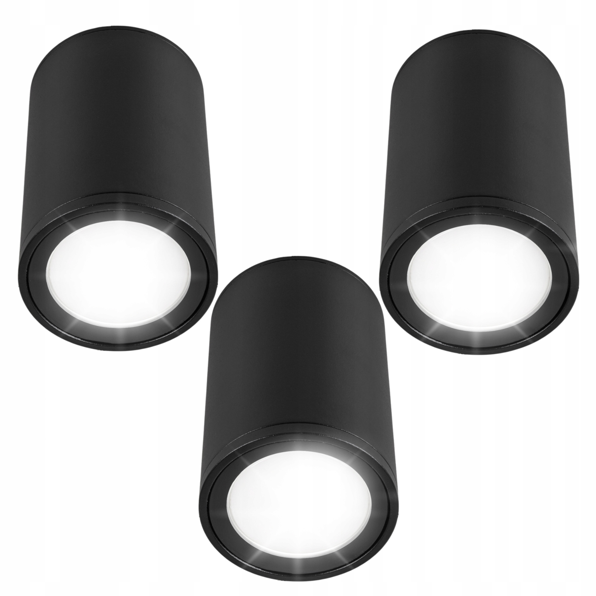 Led Halogenové nástěnné svítidlo do koupelny GU10 stropní Černé kulaté x3